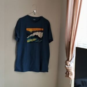 Old Navy Shirt Men 2XL Blue Tee Graphic Academia Casual Vacation Relaxed Beach